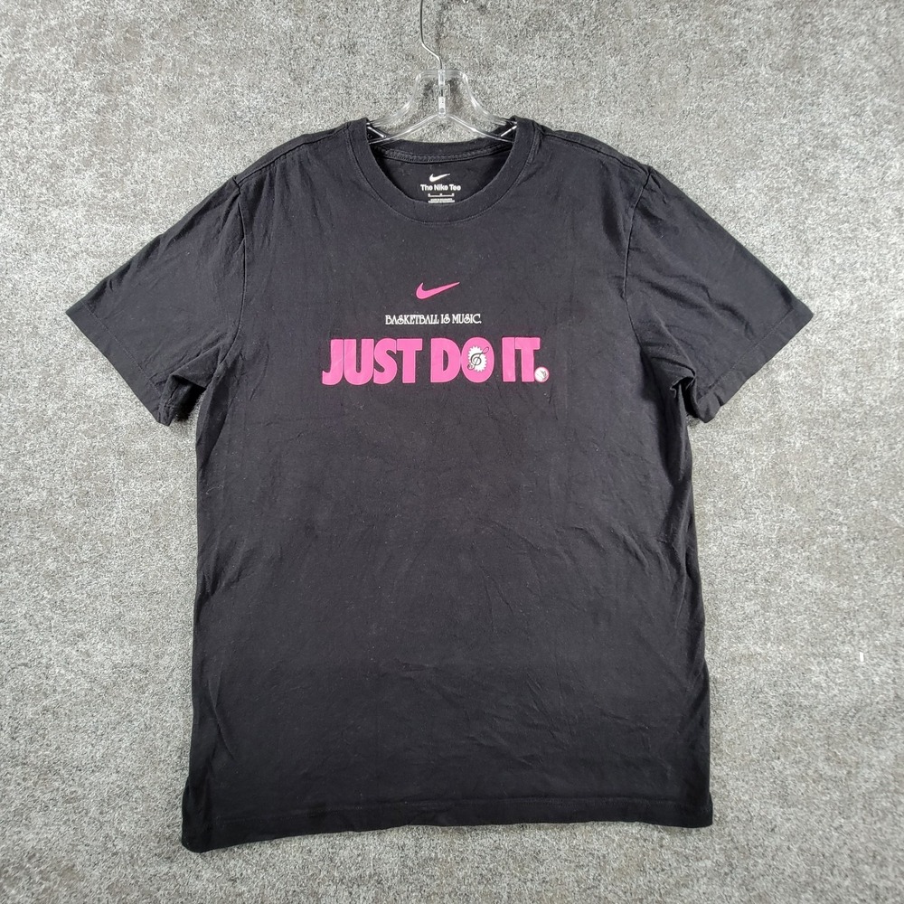 Nike Sportswear Graphic T-Shirt Mens M Black Just Do It Logo Basketball is Music